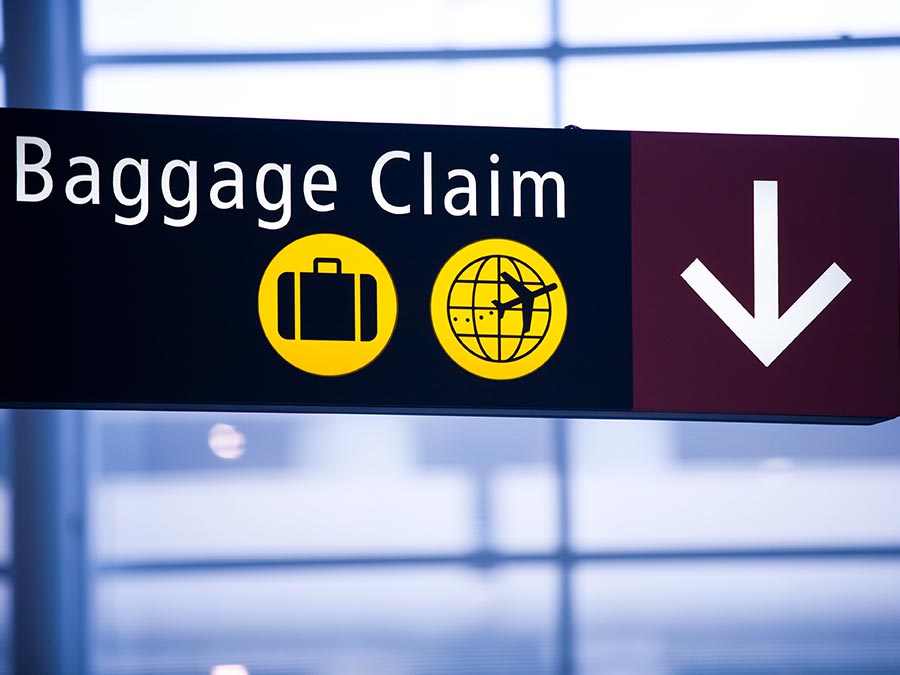 Baggage claim sign in airport