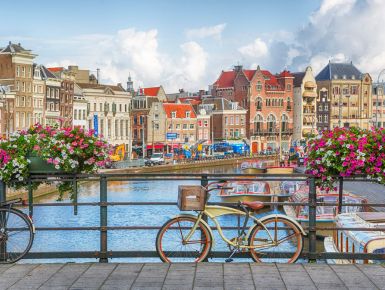 Bike on a canal bridge in Amsterdam