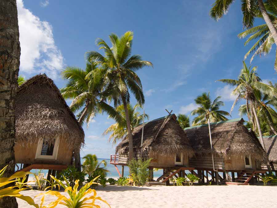 Beach bungalows in the Cook Islands