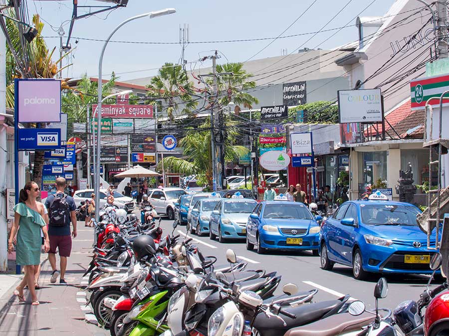 one of the busy streets in Bali