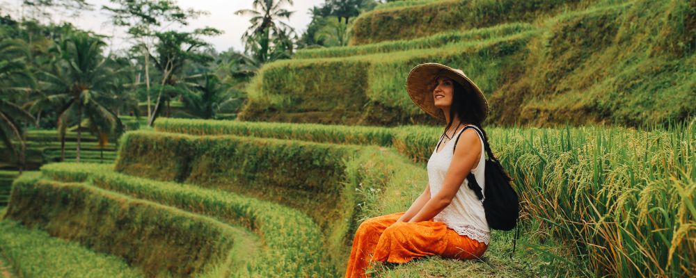 Woman in rice fields