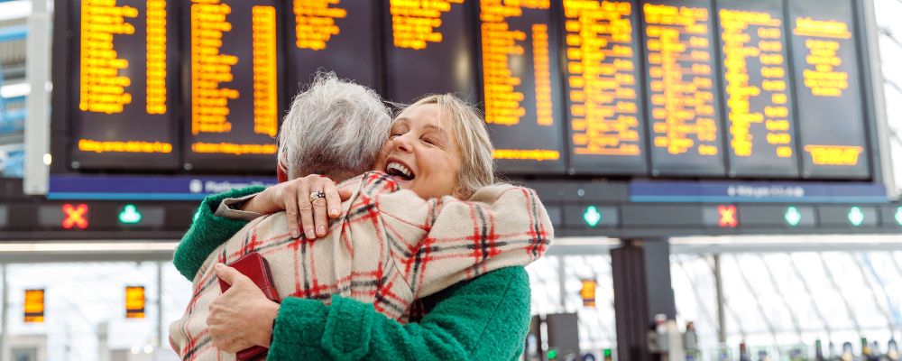 Hugging at airport