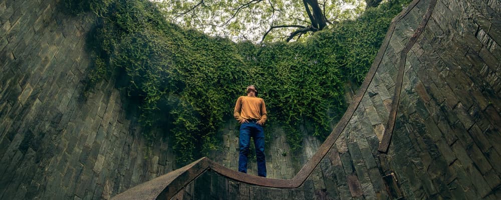 Family at a waterfall