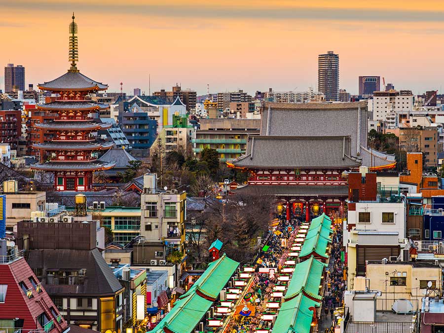 Rooftop view of city in Japan