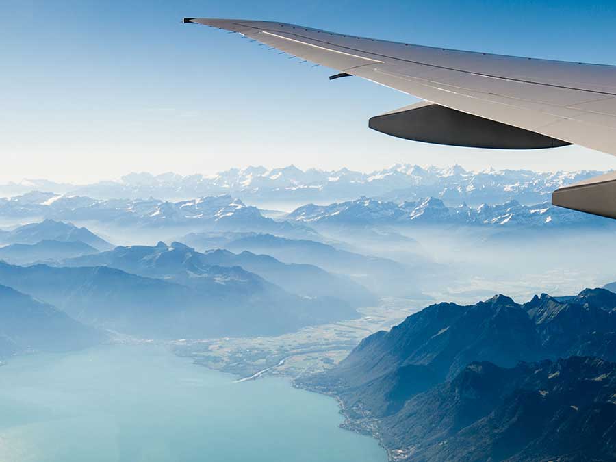 Looking out the plane window