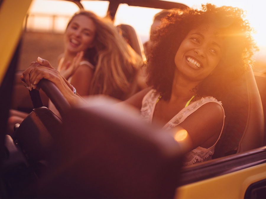 Friends in a car
