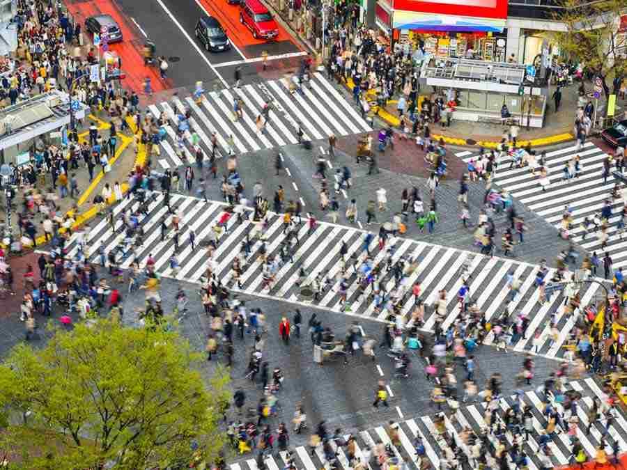 Busy pedestrian crossing in Japan
