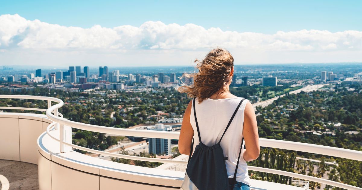 Woman looking out at view