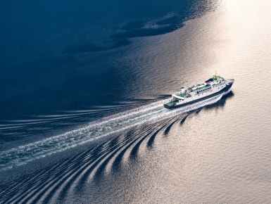Cruise ship in water around Singapore