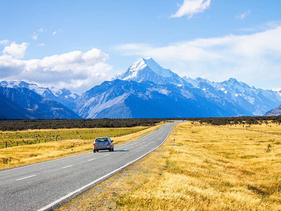 Road leading to Mount Cook National Park