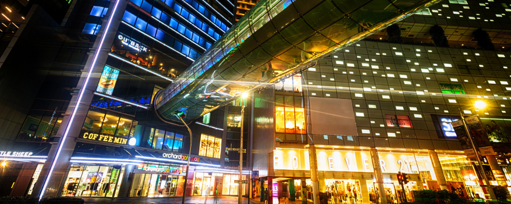 The Orchard Gateway shopping complex and overhead bridge on Orchard Road