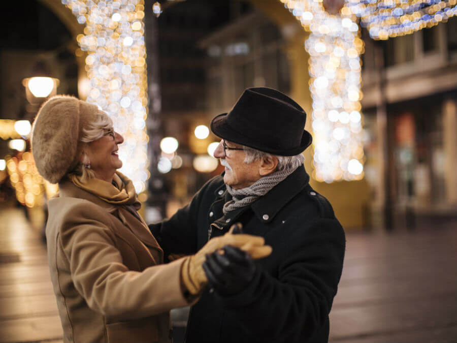 Senior couple embracing